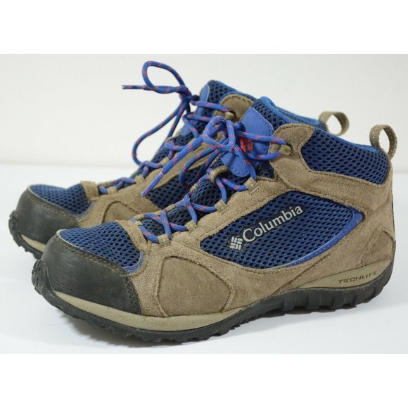 Columbia Waterproof Omni Grip Womens Sz 5 TechLite Hiking Trail Boots Brown Blue - Picture 3 of 11